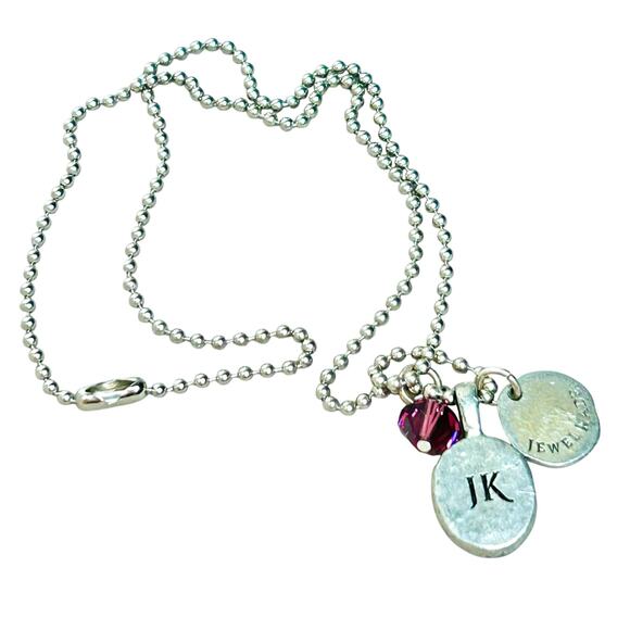 Jewel Kade Monogram E Music Note Silver Tone Ball Chain Charm Necklace - Picture 6 of 6